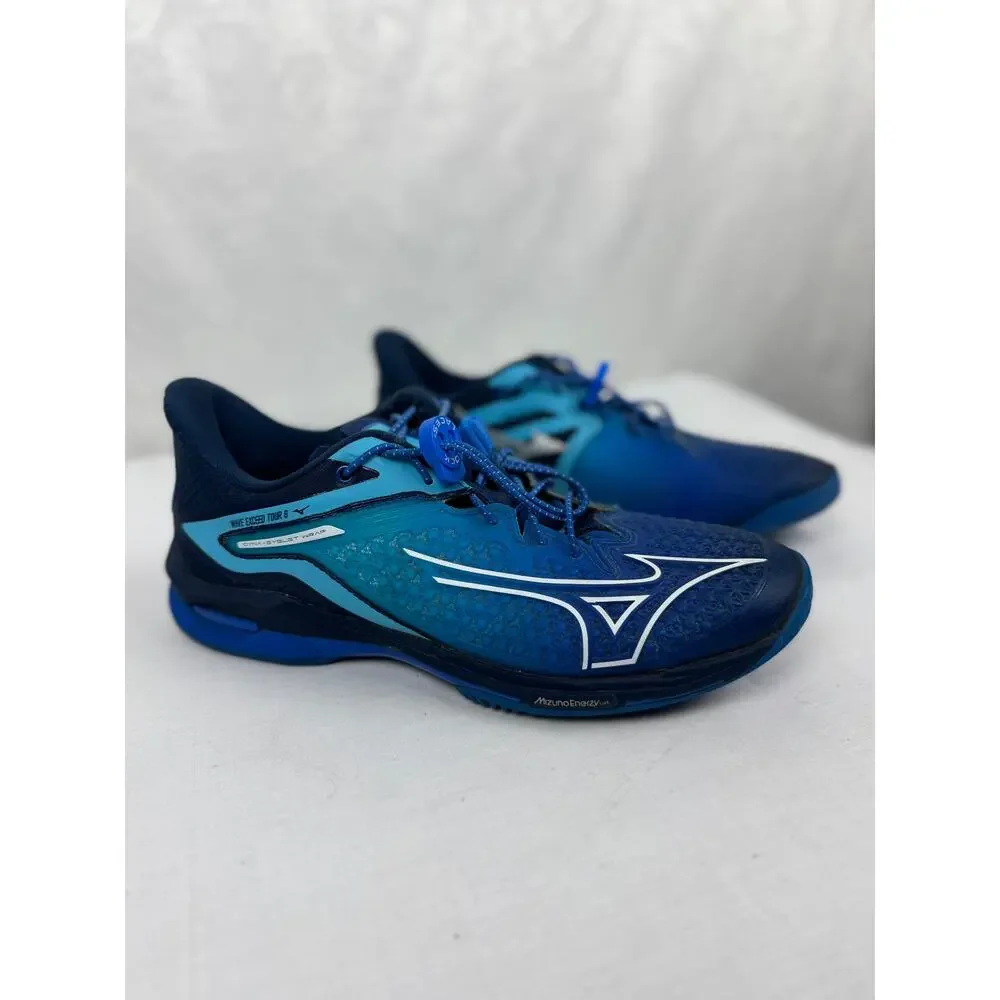 These are Mizuno Wave Exceed Tour 6 AC tennis/pickleball shoes, men's size 8.5.